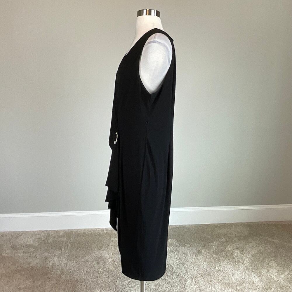 Betsy & Adam Sleeveless Ruffled Sheath Cocktail Party Dress Black Size 14W LBD - Picture 4 of 13